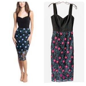 Dress the Population Elinna Embroidered Sheath Dress Sweetheart Neckline XS